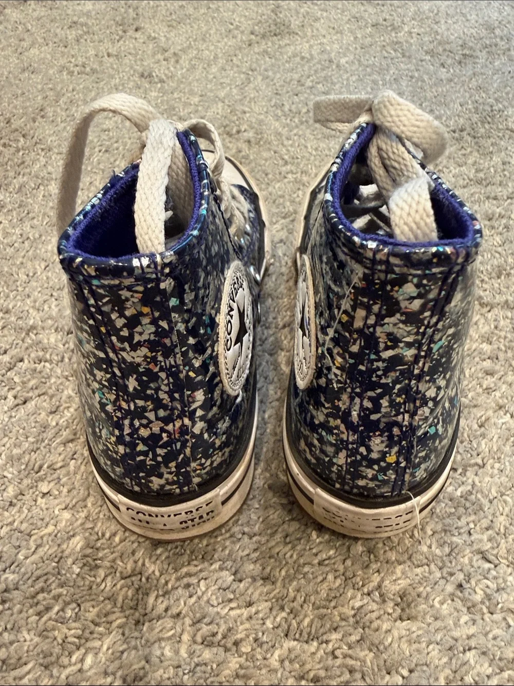 Converse | Glitter High-Top Sneakers in Navy with Multicolor Flecks
